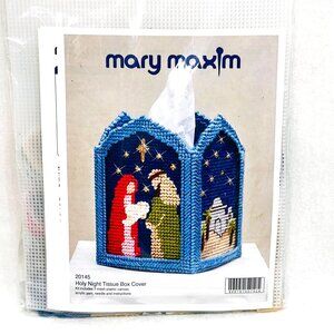 Mary Maxim Holy Night Plastic Canvas Tissue Box Cover Kit - New/Sealed
